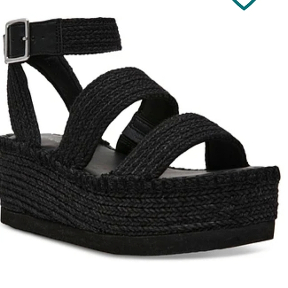 Wild Pair Showstopr Black Wedge Sandal Sz 10 New In Box - Picture 1 of 10